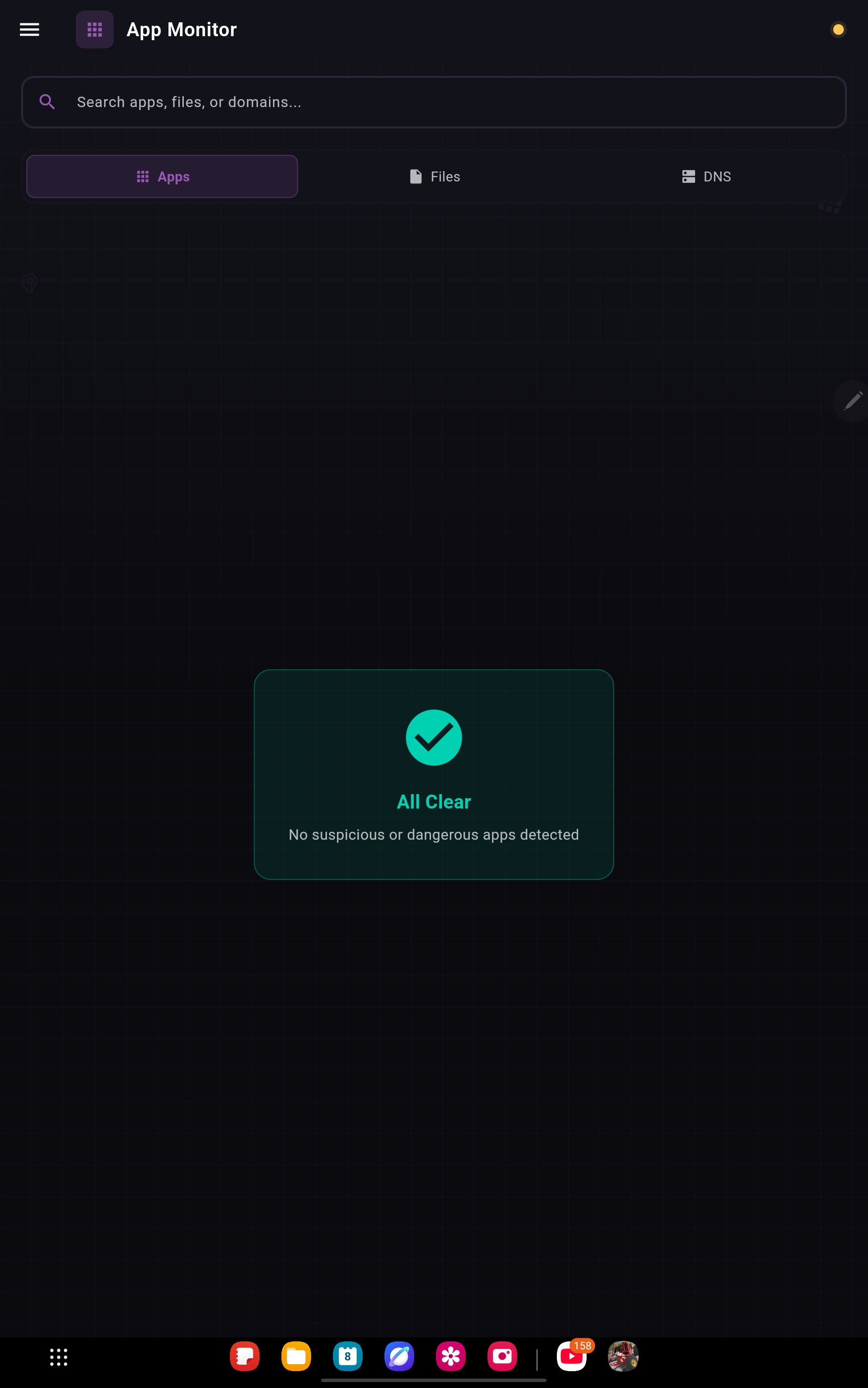 App Monitor showing all-clear after on-device scan